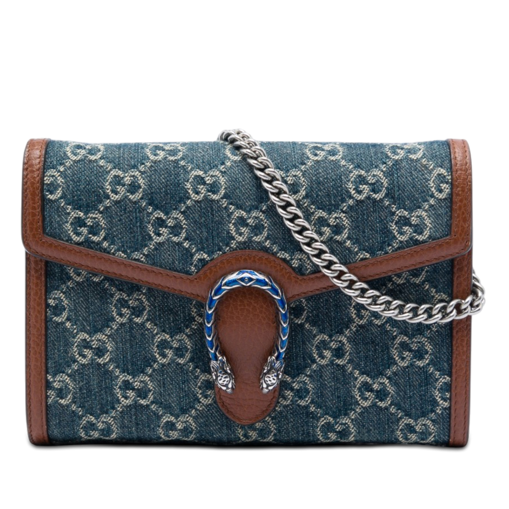 Pre-Loved Gucci GG Denim Dionysus Wallet on Chain